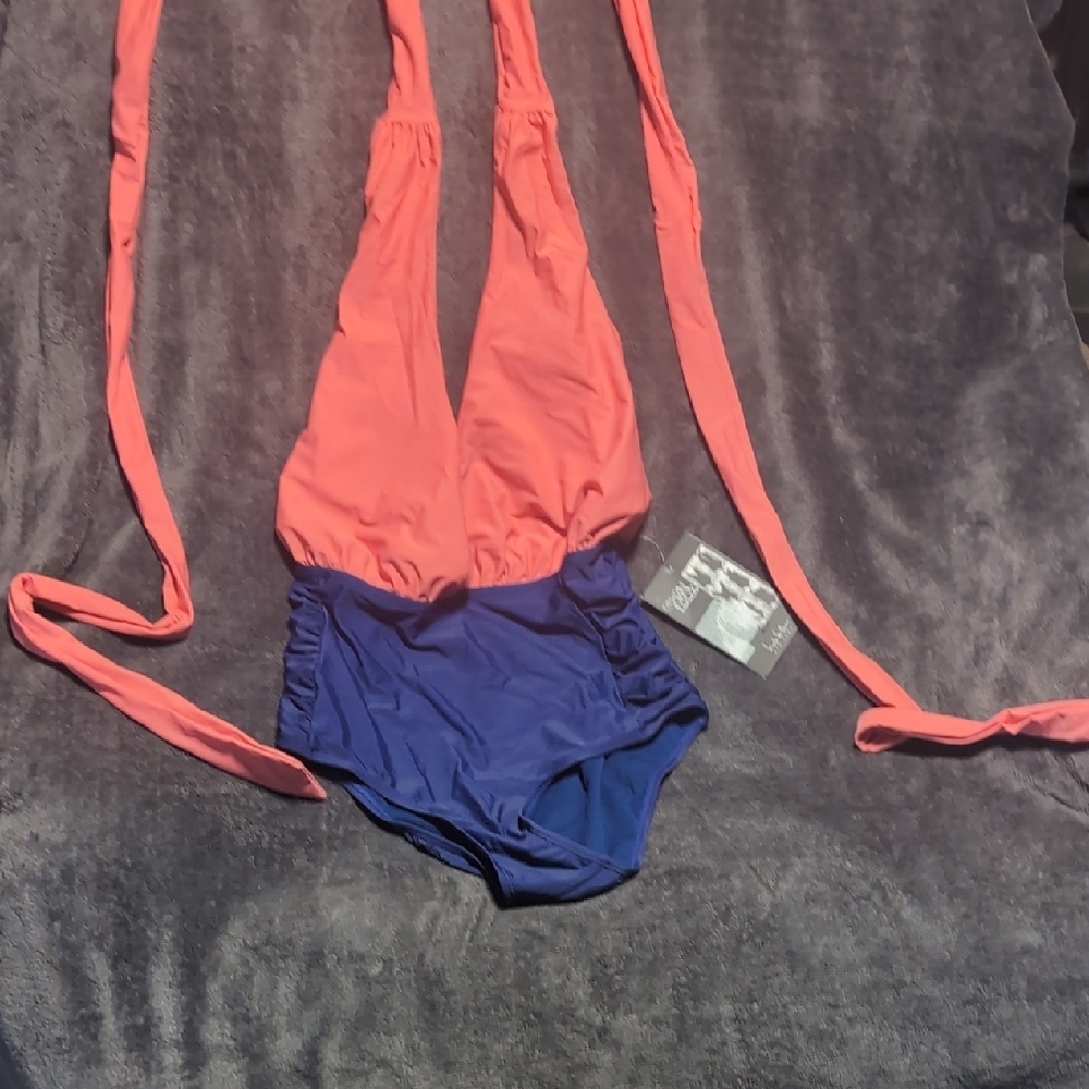 Red and Blue Halter Swimsuit